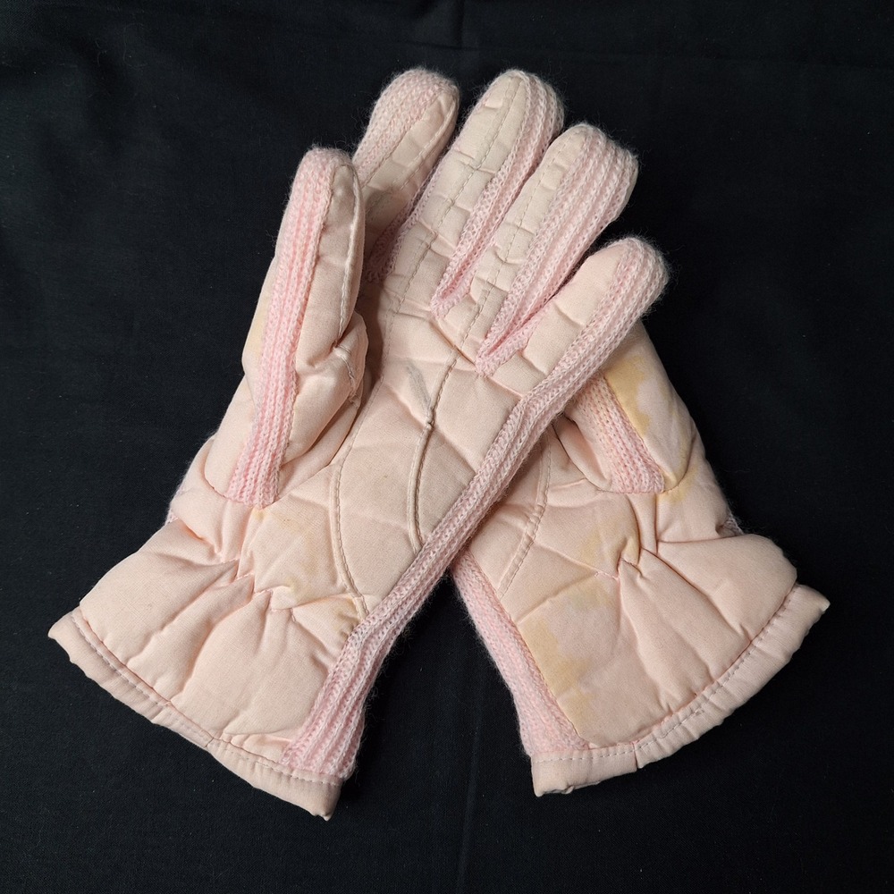 Fownes Vintage‎ Womens Pink Quilted Winter Gloves Knit Trim Size B WPL 9522
